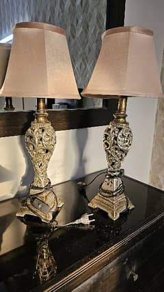 2 Beautiful carved side table lamps