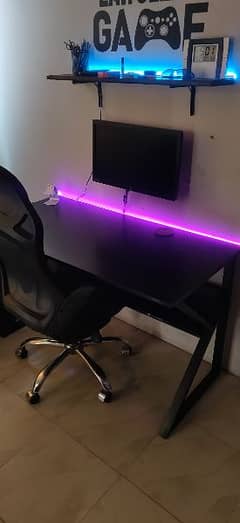 Gaming Table & Chair with LEDs and Shelf