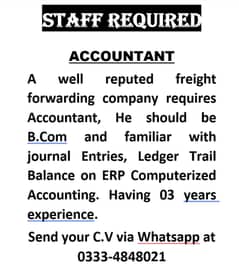 Accountant Required (B. Com)
