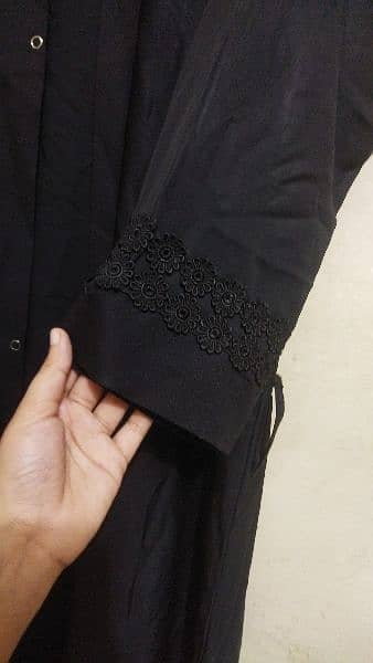 Black open front Saudi Abaya 1