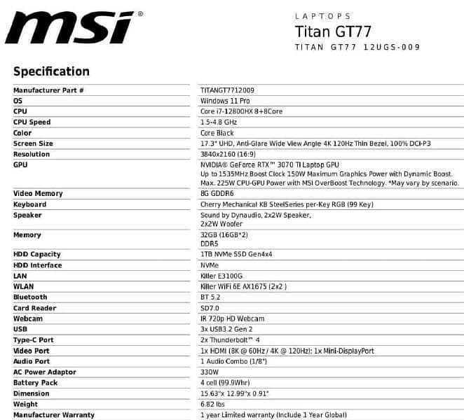 Selling The beast MSI titan
GT77 With Box Bag 1