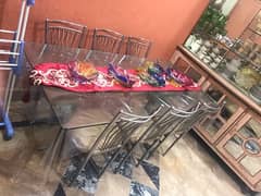6 Seater Glass Dining Table in New Condition