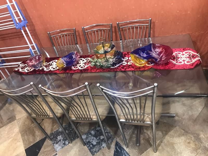 6 Seater Glass Dining Table in New Condition 1