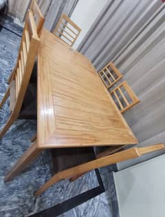 Wooden Dinning Table with Six Chairs 0