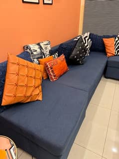 L SHAPED 7 SEATER SOFA (mint condition)