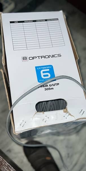 OPTRONICS CAT6 Cable solid 23 AWG UTP PVC cable 1