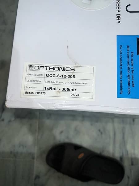 OPTRONICS CAT6 Cable solid 23 AWG UTP PVC cable 2