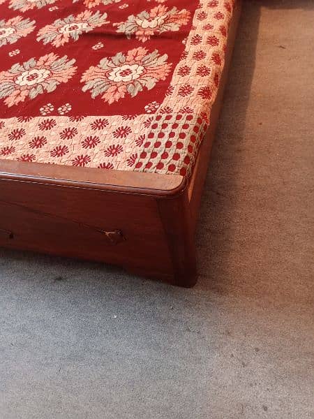 wooden bed, king side bed with side tables attached, very less used 1