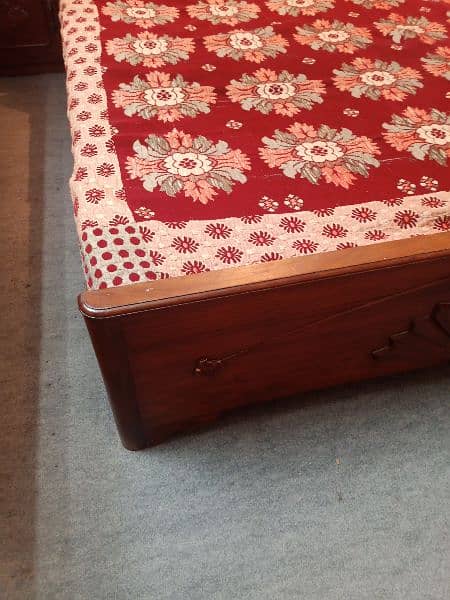 wooden bed, king side bed with side tables attached, very less used 2
