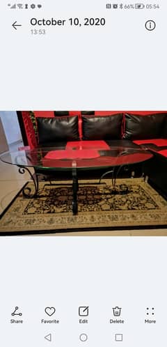 Iron coffee table set of three with glass top 25000