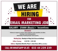 We are hiring for Email Marketing Job (Males Only)