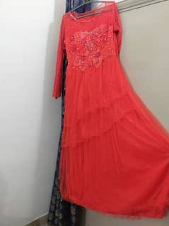 Maxi in red Colour With Net Upper Coat