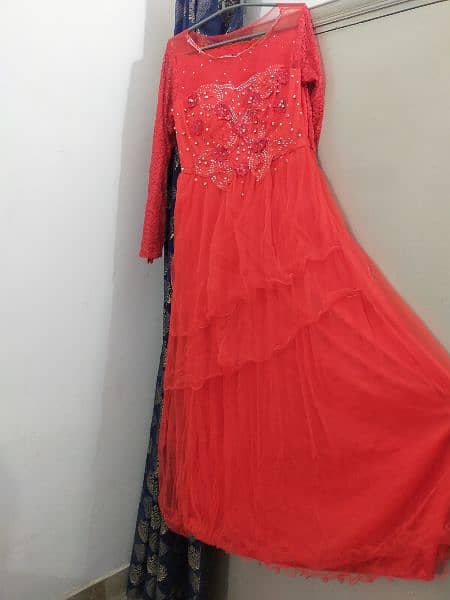 Maxi in red Colour With Net Upper Coat 0