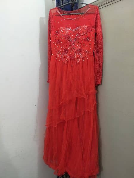 Maxi in red Colour With Net Upper Coat 1