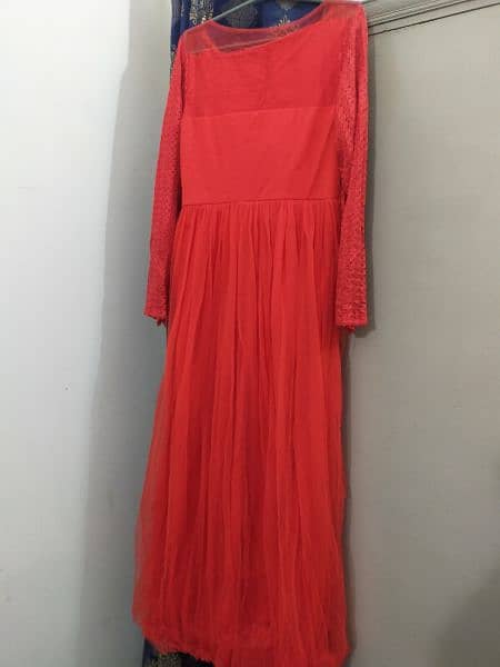 Maxi in red Colour With Net Upper Coat 2