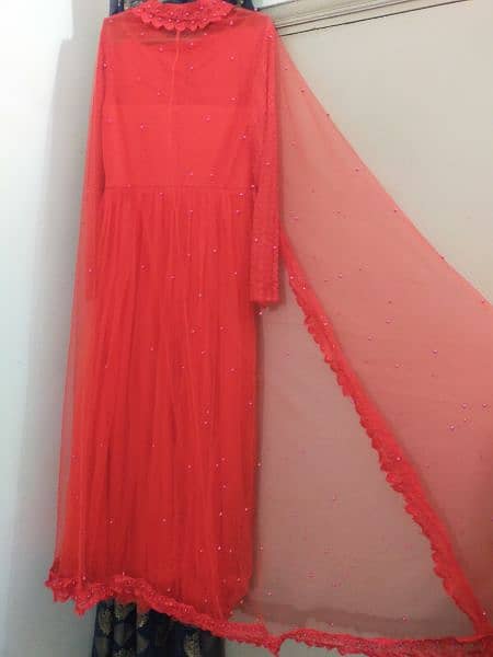 Maxi in red Colour With Net Upper Coat 4