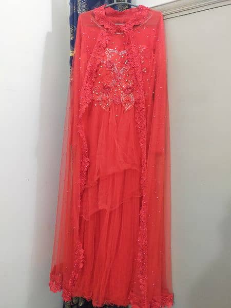 Maxi in red Colour With Net Upper Coat 5