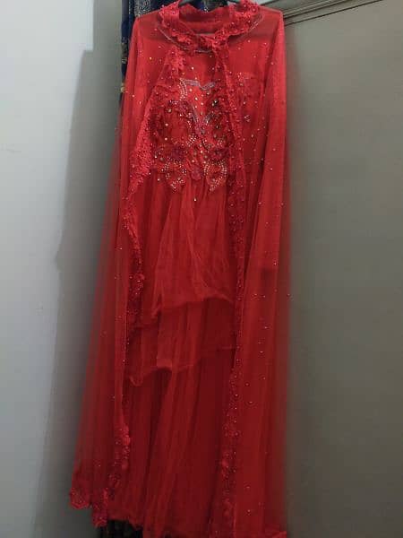 Maxi in red Colour With Net Upper Coat 6