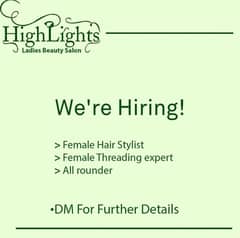 Female Staff Required for Ladies Beauty Salon