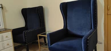 beautiful blue chair sofa bilkul a one condition Hy