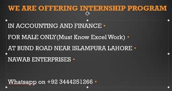 Accounting Internship in Lahore