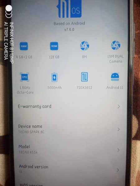 Tecno Spark 8C 6/128 10/9 condition 2