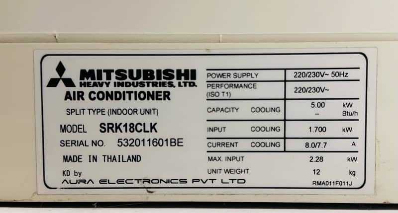 Mitsubishi 1.5 ton SRK-18CLK Air Conditioner 4