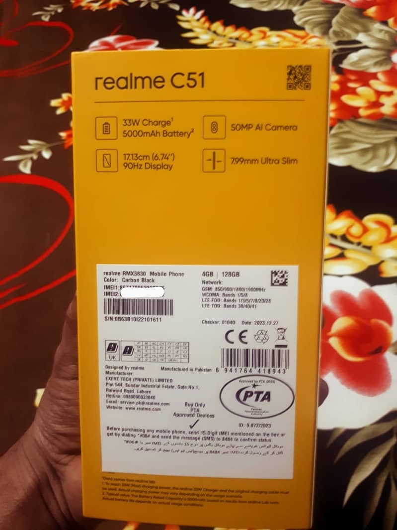 Realme C51 black color (4+4gb. +128) 50 mega pixel vip camera 6