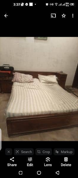 wooden bed with mattress and sidepieces 0