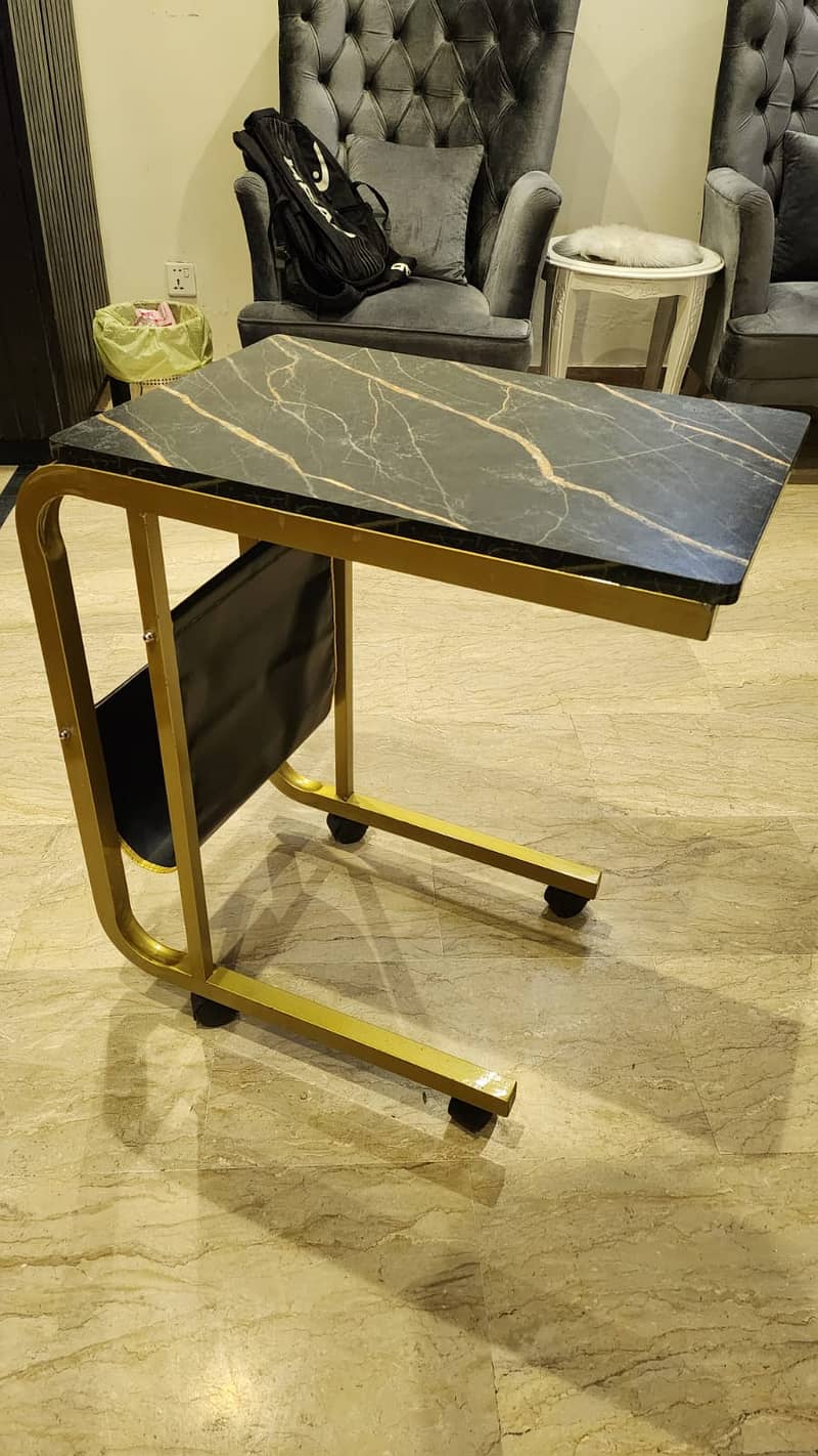 Side End Table / Coffee Snack Table / Laptop Computer Table Golden 1