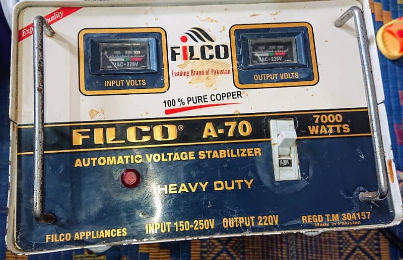 Filco A-70  automatic voltage stabilizer (7000 Watts) new condition 1