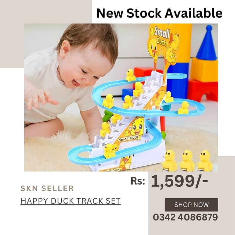 New Stock (Funny Little Yellow Duck Climbing Stairs Toy for Children 9
