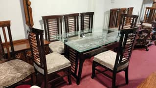 dining table set/wooden chairs/6 seater dining set/glass top dining