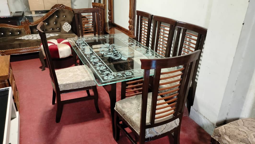 dining table set/wooden chairs/6 seater dining set/glass top dining 1