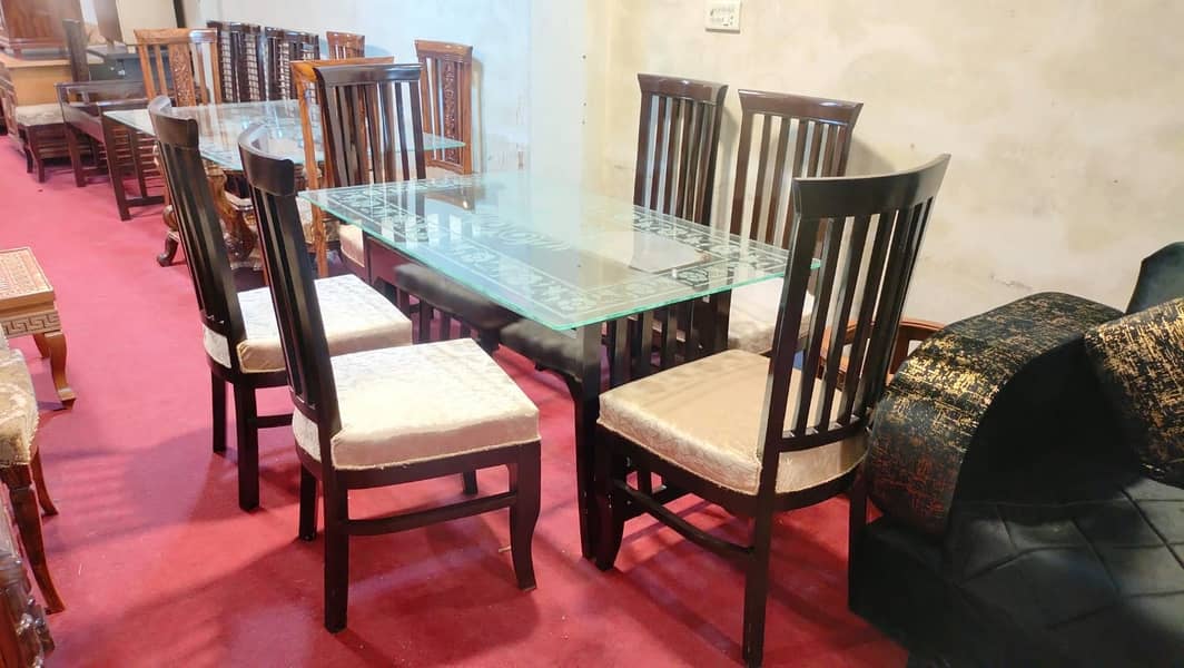 dining table set/wooden chairs/6 seater dining set/glass top dining 2