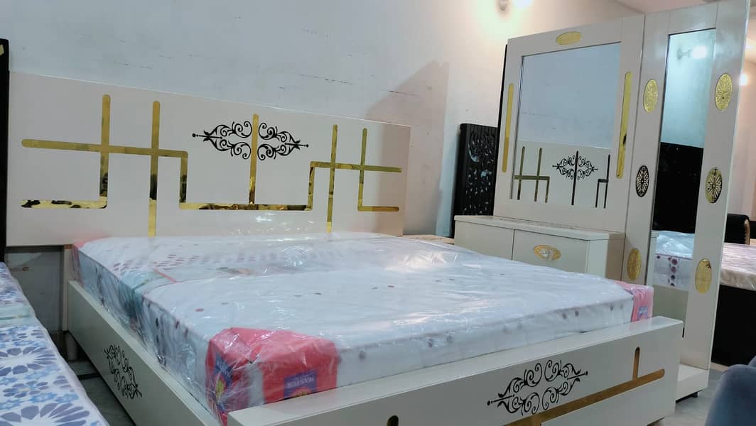 high gloss bed set/side tables/bed dressing/showcase/wardrobe/almari 6