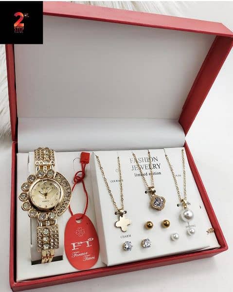 *2nd Step*
FT GIRLS GIFT SET
STONE JEWELRY WATCH 
GOOD LOOKING DILE 1