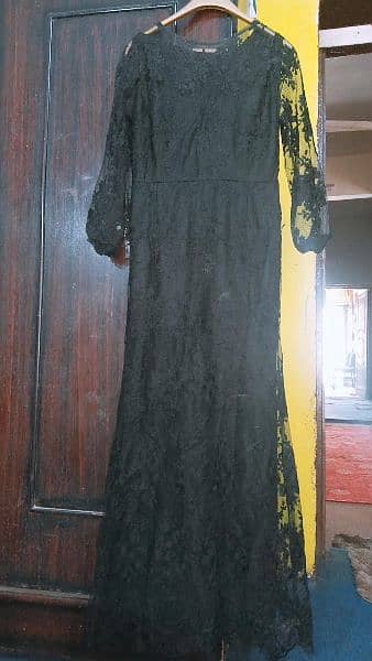 Full Black stylish net long maxi 0