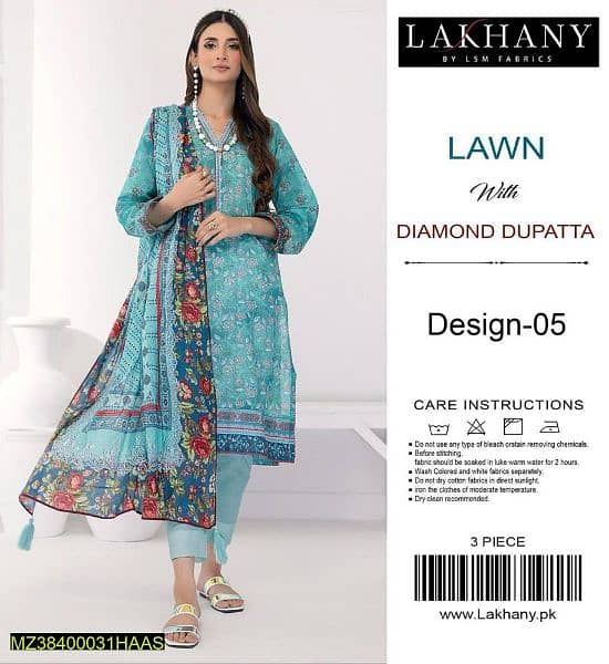 Delivery all Pakistan (3pcs women unstitched lawn printed suit) 0