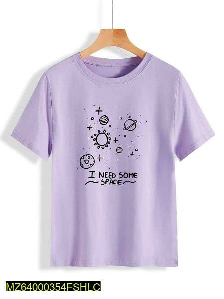 1 Pc Printed Cotton Printed T-Shirt-Purple 1