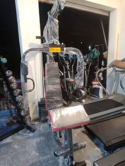 Like new multi station home gym butterfly dumbbell press lat pull down