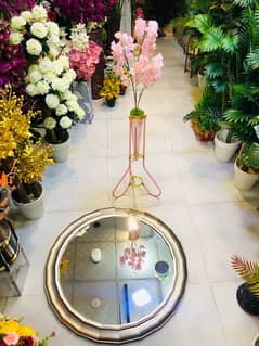 wall hanging mirror/ round shape /flower pot free