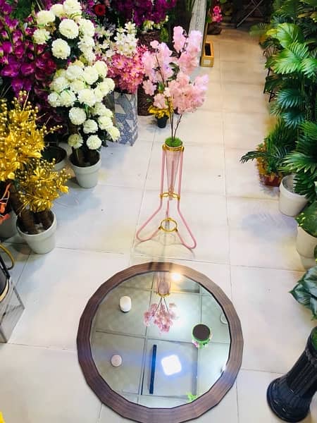 wall hanging mirror/ round shape /flower pot free 4