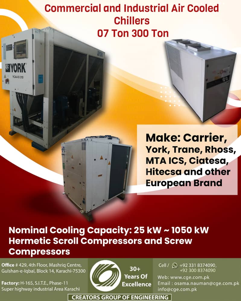 Industiral Air-Cooled | Water Cooled Chillers for Sale/Rental 0