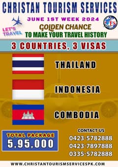 Tour visit visa, Thailand, Indonesia, Comodia, Turkey, Misar, Yardan