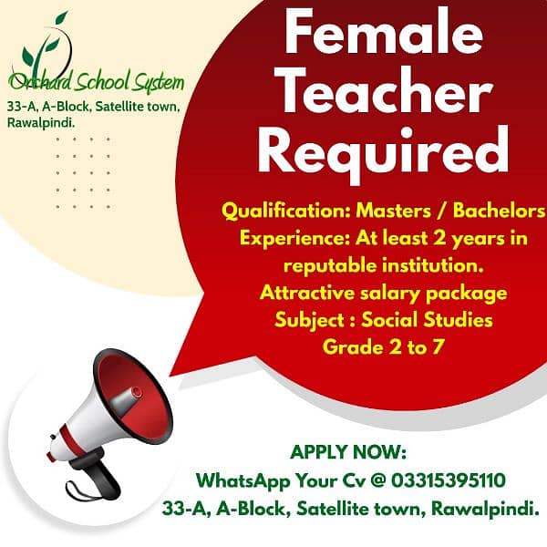 Female Teacher Required 0
