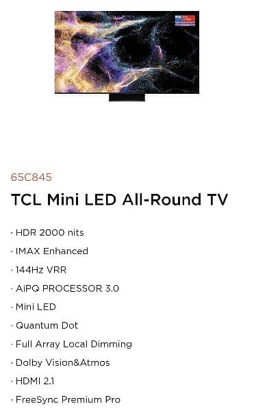 TCL C845 MINI LED TV (4K QLED) 7