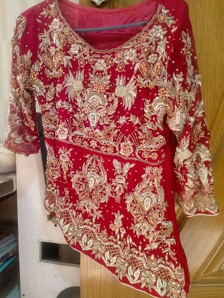 Red and golden colours bridal lahnga for sale 3