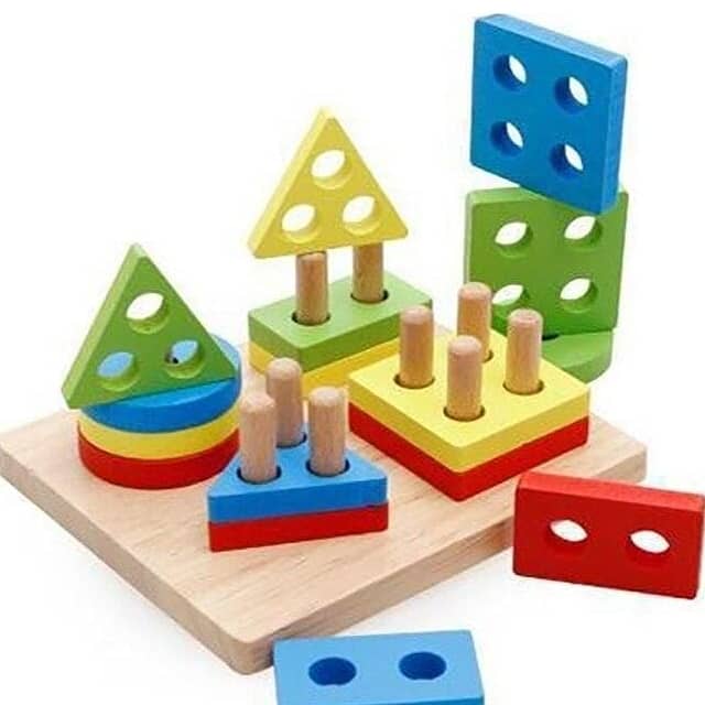 Wooden Puzzle Toddler Toys Shapes Sorter 2