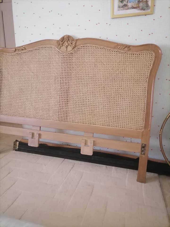 French cane bed set. Solid sheeshm wood 6